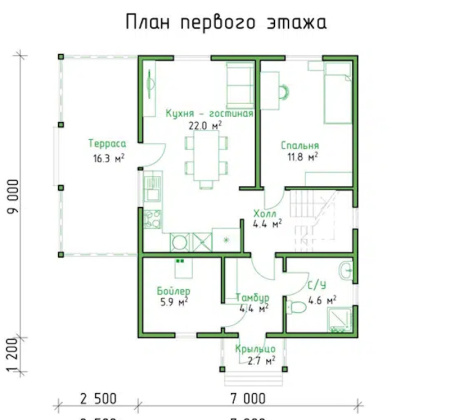 Каркасный дом Киров 7x9