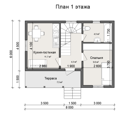 Каркасный дом Канцлер-2 6x8