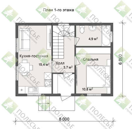 Дачный дом Атлант 6х8