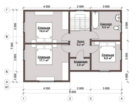 Каркасный дом Подмосковье - 3 7х9