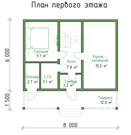 Каркасный дом Соболь 6x8