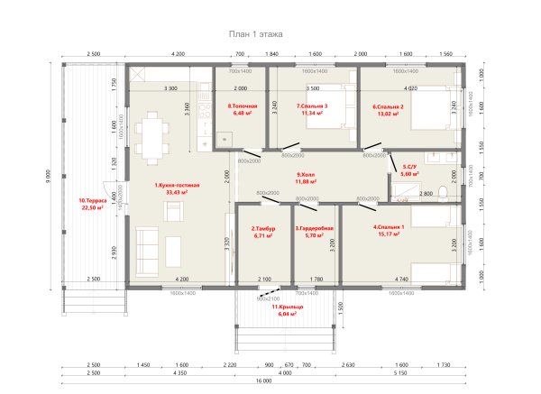 Каркасный дом Новгород 9x16 Каркасный дом Новгород 9x16
