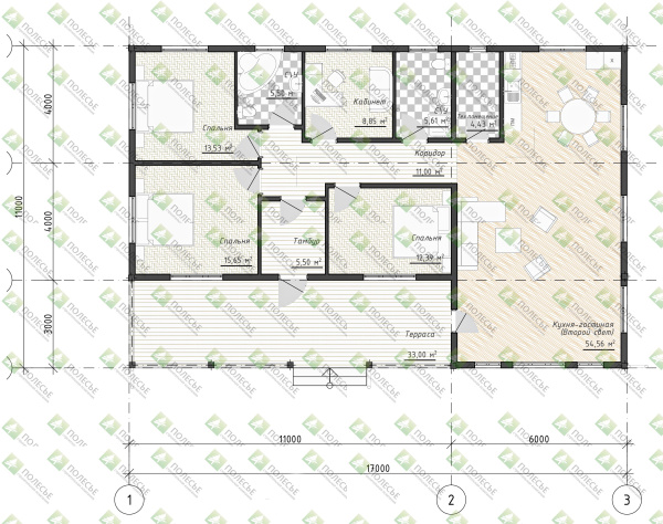 Каркасный дом Комфорт Плюс 11x17