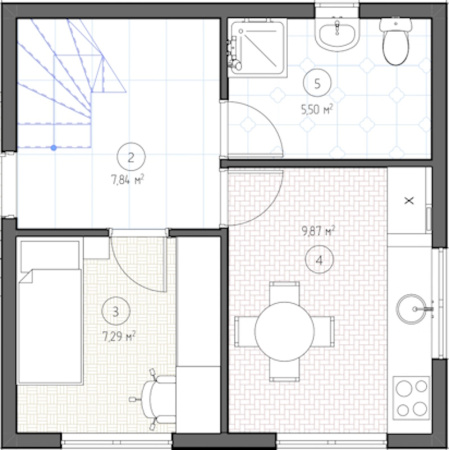 Каркасный дом Барн 6x6