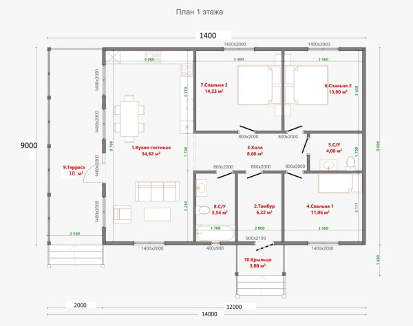 Каркасный дом Клондайк 9x14 Каркасный дом Клондайк 9x14
