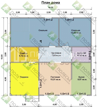 Каркасный дом Деревенский 10x10