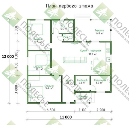 Каркасный дом Цна 11x12