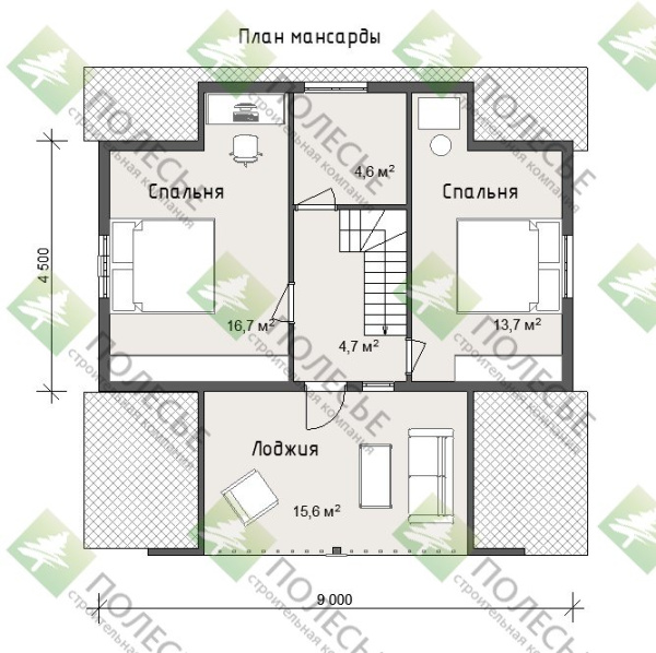 Каркасный дом Семейный-2 9x9