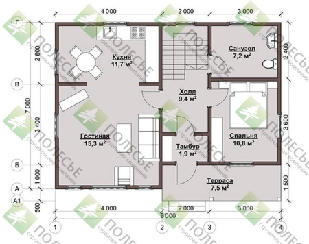 Каркасный дом Подмосковье - 3 7х9