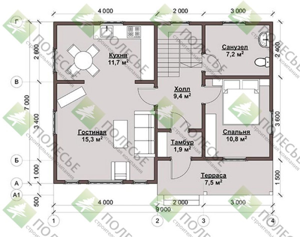 Каркасный дом Подмосковье - 3 7х9