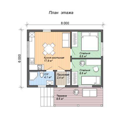 Каркасный дом Атмосфера 6x8 Каркасный дом Атмосфера 6x8