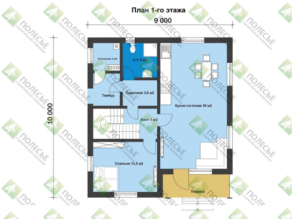Каркасный дом Слобода 10x9