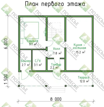 Каркасный дом Соболь 6x8