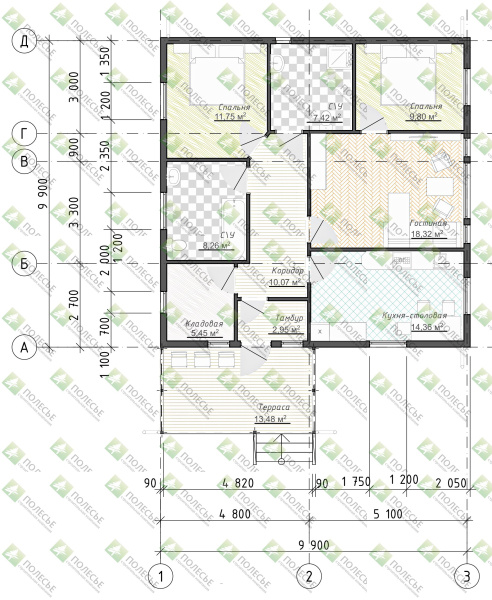 Каркасный дом Русь 10x10