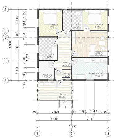 Каркасный дом Русь 10x10 Каркасный дом Русь 10x10
