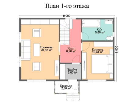 Каркасный дом Терем-2 6х9 Каркасный дом Терем-2 6х9
