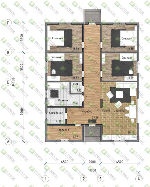 Каркасный дом Балтийский 11x14