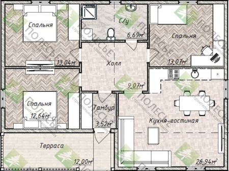 Каркасный дом Комфорт - 4 9х12