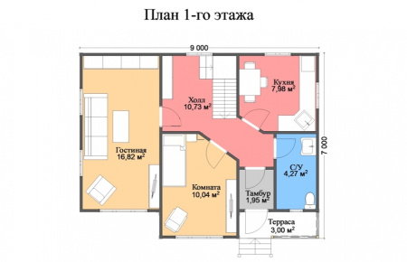 Каркасный дом Терем 7х9