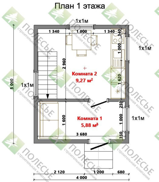 Дачный дом Брусника 5x4