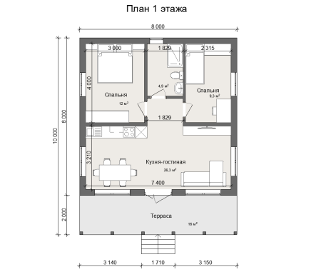 Каркасный дом Фаворит 8х10