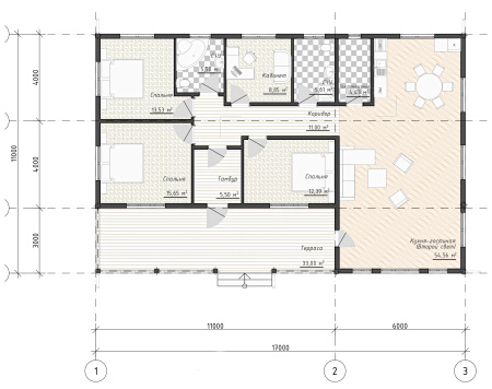 Каркасный дом Комфорт Плюс 11x17