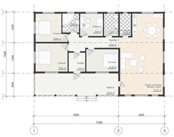Каркасный дом Комфорт Плюс 11x17 Каркасный дом Комфорт Плюс 11x17