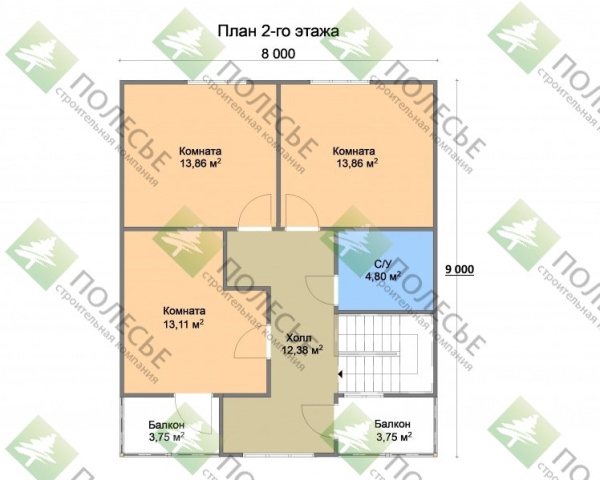 Каркасный дом Кельн 8х9