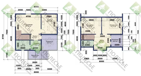 Каркасный дом Комфорт с мансардой 8х7