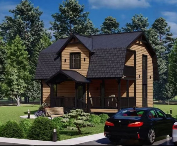 Каркасный дом Комфорт с мансардой 8х7 Каркасный дом Комфорт с мансардой 8х7