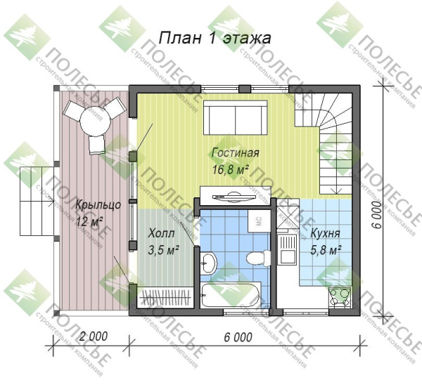 Каркасный дом Сказка 6x8