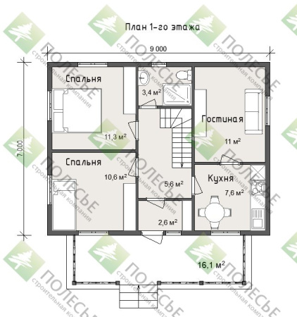 Каркасный дом Семейный-2 9x9