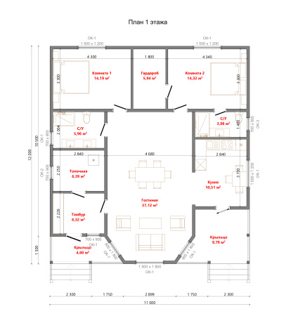 Каркасный дом Валдай 11x12 Каркасный дом Валдай 11x12
