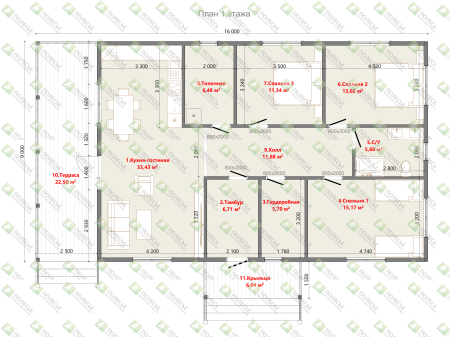 Каркасный дом Новгород 9x16