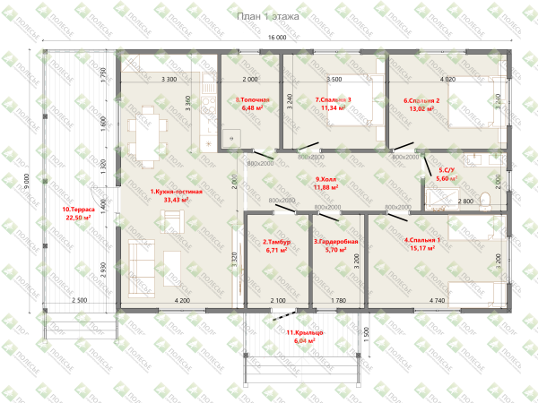 Каркасный дом Новгород 9x16