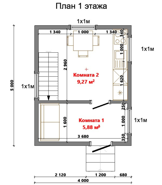 Дачный дом Брусника 5x4 Дачный дом Брусника 5x4
