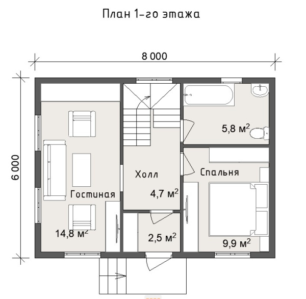 Дачный дом Ясень 6х8 Дачный дом Ясень 6х8