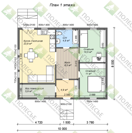Каркасный дом Стрела 8х10
