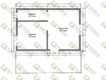 Каркасный дом Ранчо 6x6