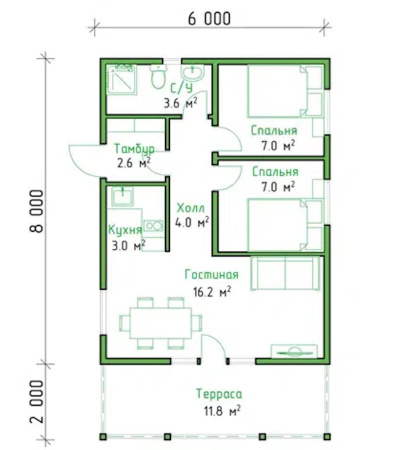 Каркасный дом Скандик 6x10