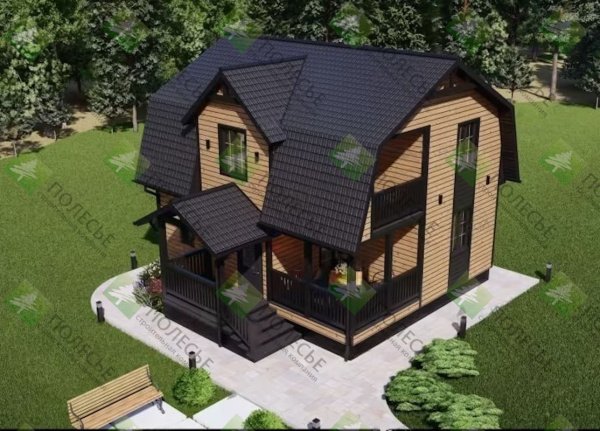 Каркасный дом Комфорт с мансардой 8х7