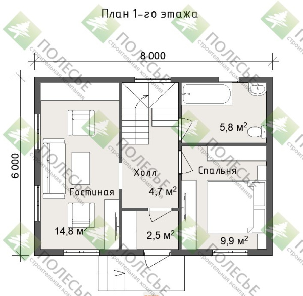 Дачный дом Ясень 6х8