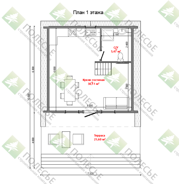 Дачный дом А-Frame 6х11