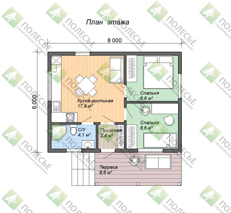 Дачный дом Атмосфера 6x8