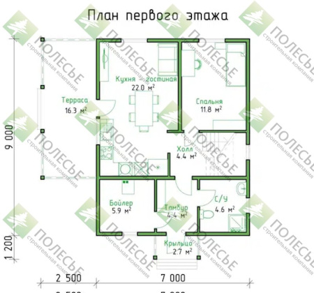 Каркасный дом Киров 7x9