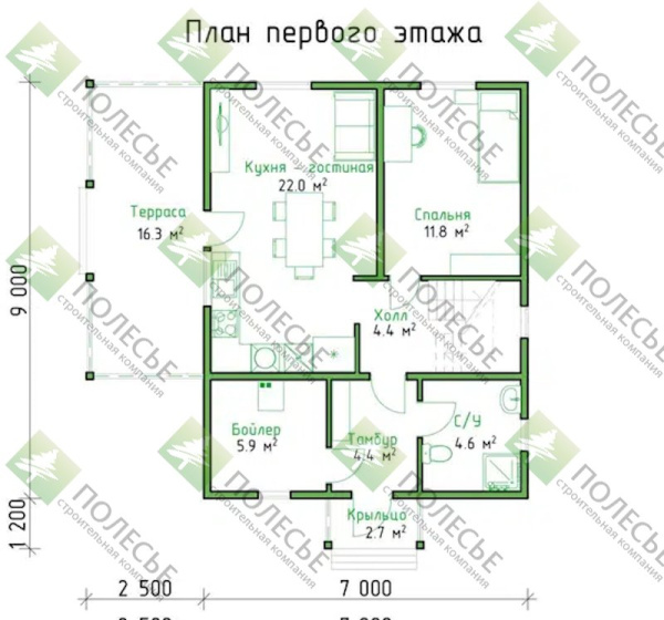 Каркасный дом Киров 7x9