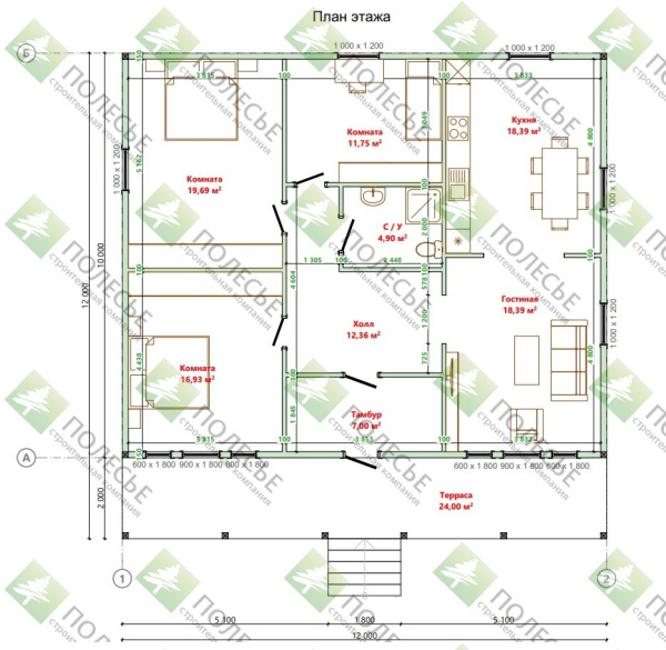Каркасный дом Комфорт-2 12х14