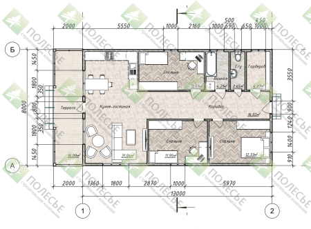Каркасный дом Тамерлан 8x13