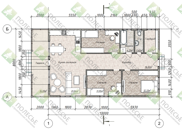 Каркасный дом Тамерлан 8x13