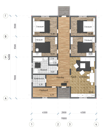Каркасный дом Балтийский 11x14 Каркасный дом Балтийский 11x14